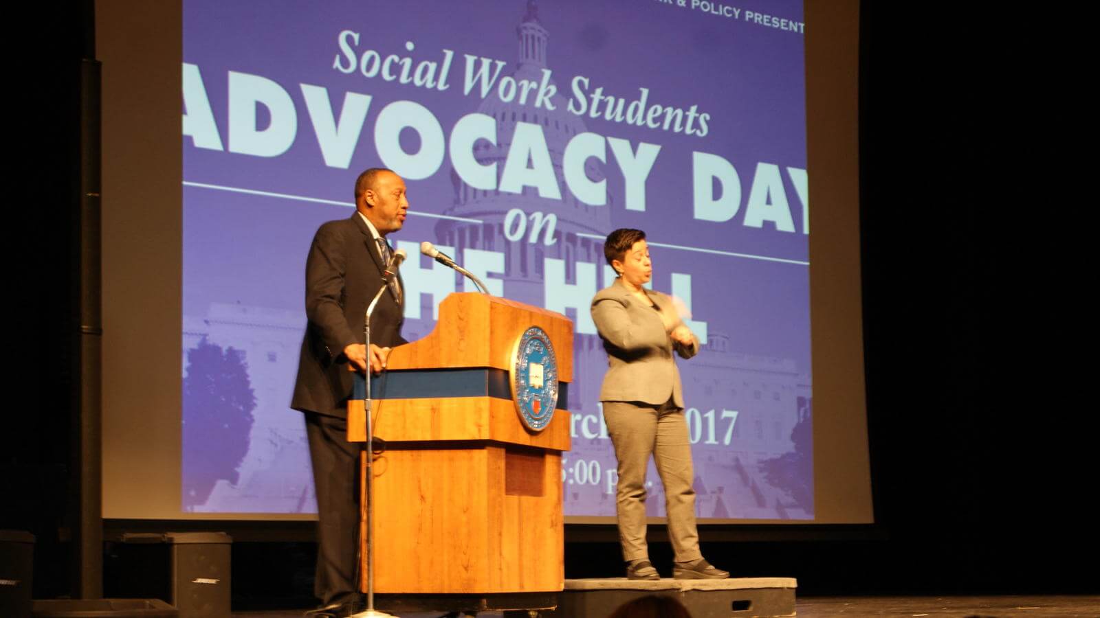 speakers on stage during Advocacy Day