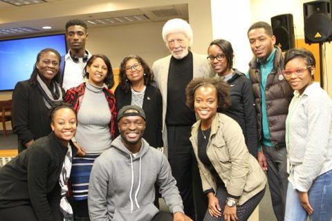 Photo of Ron Dellums with his students